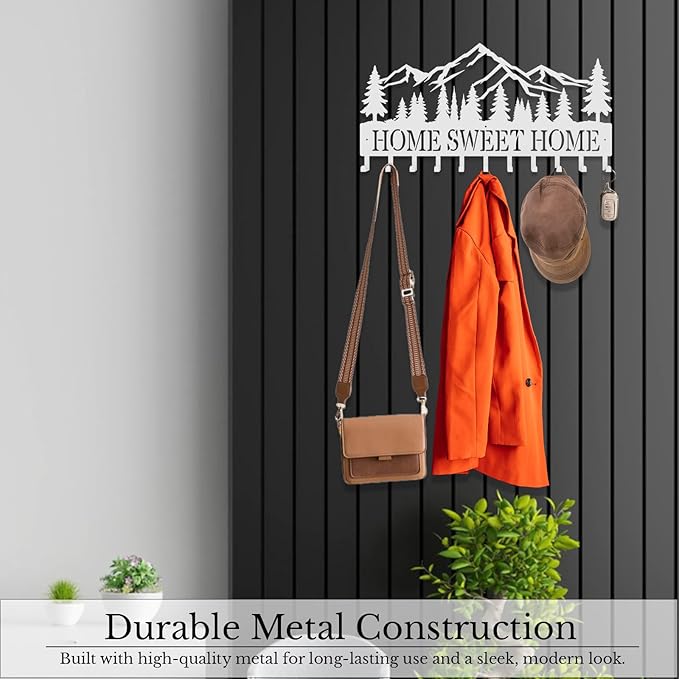 Personalized Metal Key Rack Hooks, Key Holder Wall Mounted Key Hooks, Mountain, Grove Theme Wall Decoration Hooks, Key Hanger Organizer for Living Room, Entryway, Bathroom, Office Decor