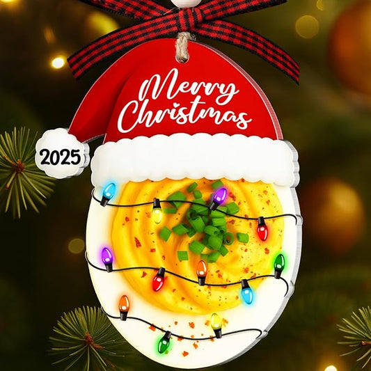 Deviled Egg Ornament - Egg Ornaments for Christmas Tree - Food Christmas Ornaments - Deviled Eggs Gifts for Food Lovers, Women, Men, Teens - Acrylic Ornament 2025