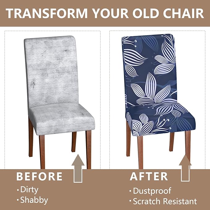 Stretch Dining Chair Covers Set of 2,Floral Print Chair Covers,Soft Removable Washable,Pet Friendly Furniture Protector,Universal Chair Slipcovers for Home, Kitchen,Ceremony Dining Room Seat
