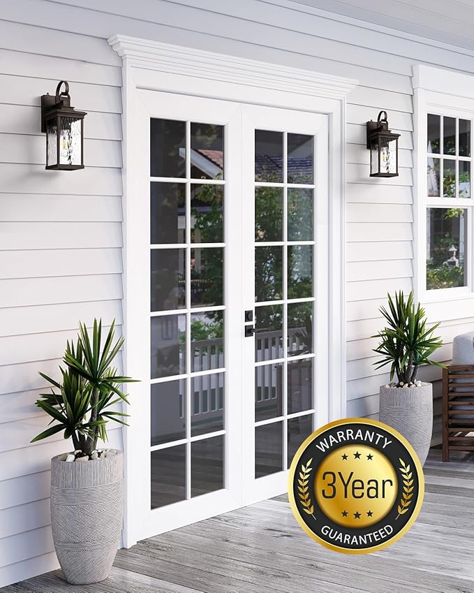 VIANIS Dusk to Dawn Outdoor Garage Lighting, Farmhouse Oil Rubbed Bronze Exterior Wall Sconce Lantern, Front Porch Light Fixtures Wall Mount, Anti-Rust Coach Lights for Garage, Outside House Lights