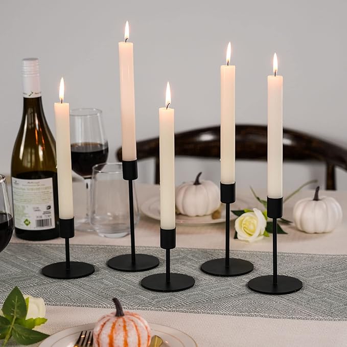 Smtyle Short Black Taper Candle Holder for Candlesticks, Christmas Candelabra Heavyweight Rustic Centerpieces for Tables, Dining, Fireplace, and Mantel Decor Original Design