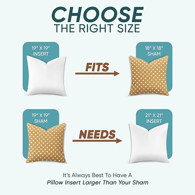 Pillowflex Synthetic Down Pillow Insert - 19x19 Down Alternative, Ultra Soft Throw Pillow, Couch Sham, Bed Sleeping Accent Pillow - 1 Decorative Accent Form