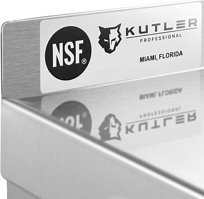 KUTLER Stainless Steel Shelf - 18" x 72", NSF Commercial Wall Mount Shelves with Backsplash, Floating Metal Shelving for Restaurant, Kitchen, Home
