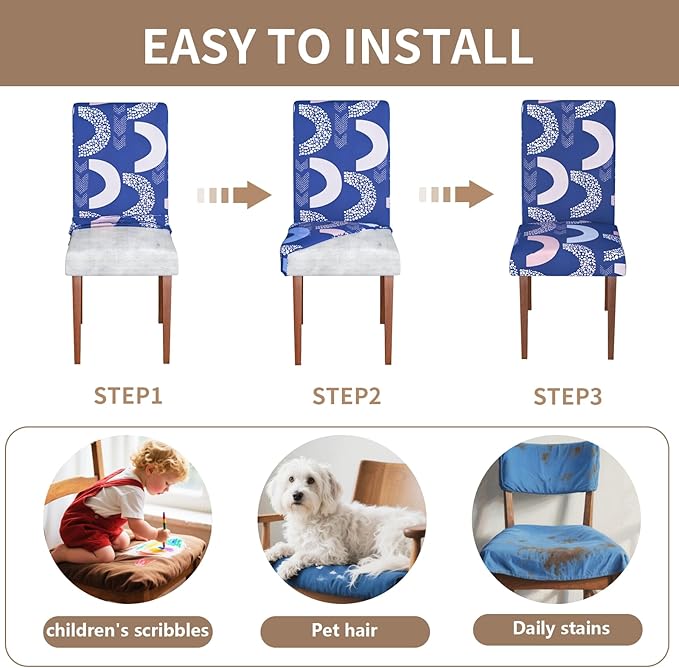 Stretch Dining Chair Covers Set of 4,Floral Print Chair Covers,Soft Removable Washable,Pet Friendly Furniture Protector,Universal Chair Slipcovers for Home, Kitchen,Ceremony Dining Room Seat