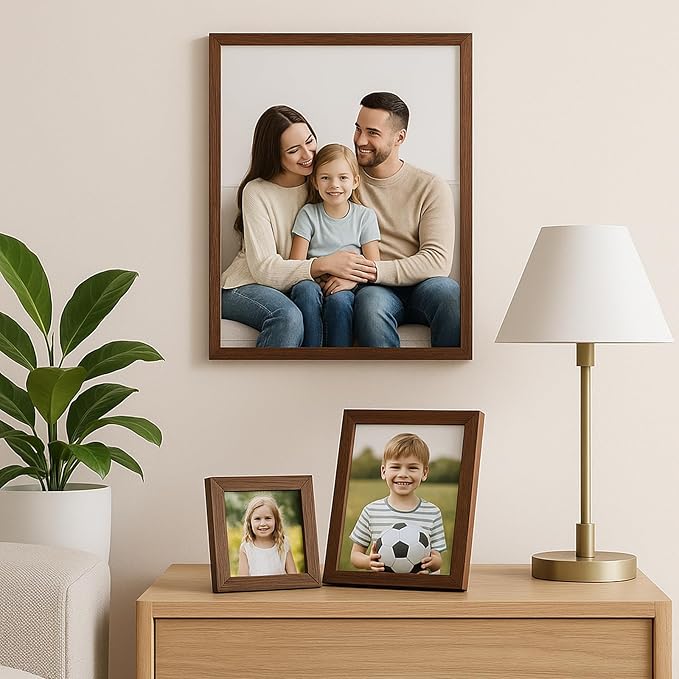 8x12 Oak Wood Picture Frams - Minimalist 8x12 Oak Wood Frames, 8"x12" Picture Frame Wood, Natural Solid Wooden Picture Frames for Wall Art Photo and Prints(3 Pack, Walnut)