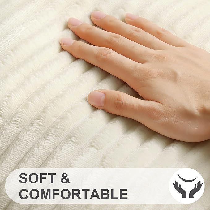 Simmore Decorative Christmas Throw Pillow Covers 18x18 Set of 2, Soft Natural Plush Flannel Double-Sided Fluffy Couch Pillow Covers for Sofa Living Room, Beige