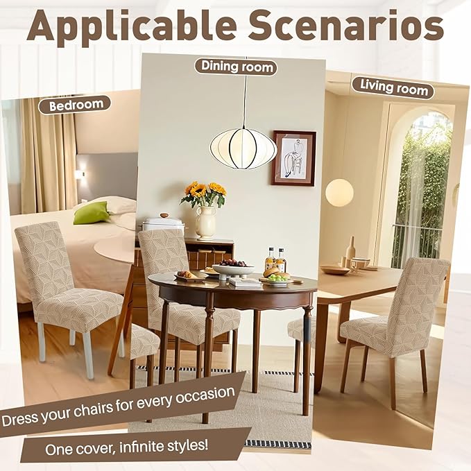 YEMYHOM Dining Chair Covers Set of 2, Stretch Dining Room Parsons Chair Slipcover, Removable Washable Furniture Protector for Home, Kitchen, Banquet (Khaki)
