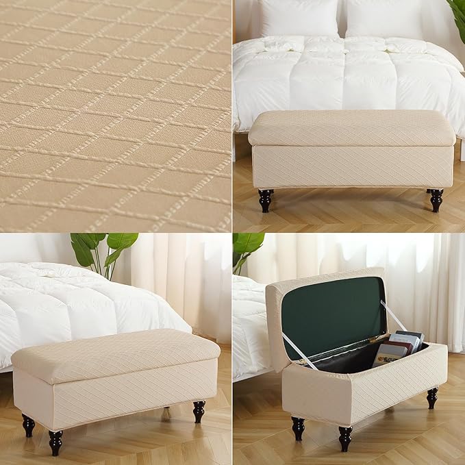 FUANGUI Ottoman Cover Stretch Storage Ottoman Bench Slipcover Printed Folding Storage Bench Ottoman Cover Footrest Stool Slipcover Footstool Protector Cover with Elastic Bottom,Medium