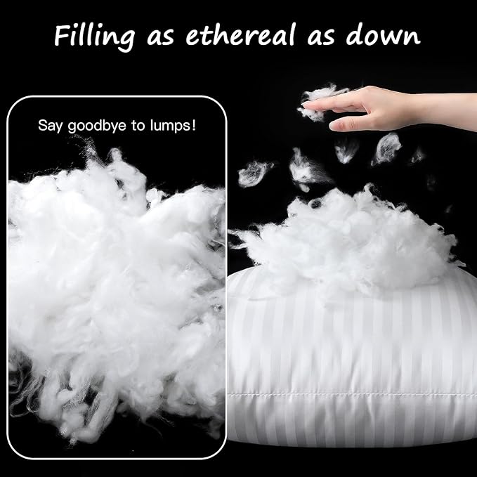 Artscope Synthetic Down Pillow Insert, 24x24 Down Alternative Throw Pillow Insert. Ultra Soft Fluffy Sleeping Pillow with 100% Cotton Cover, Decorative Pillows-Striped