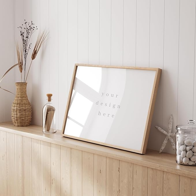16x24 Oak Wood Picture Frame - Minimalist 16x24 Poster Frame, 16"x24" Frame Wood, Natural Solid Wooden Picture Frames for Wall Art Photo and Prints(3 Pack, Beige)