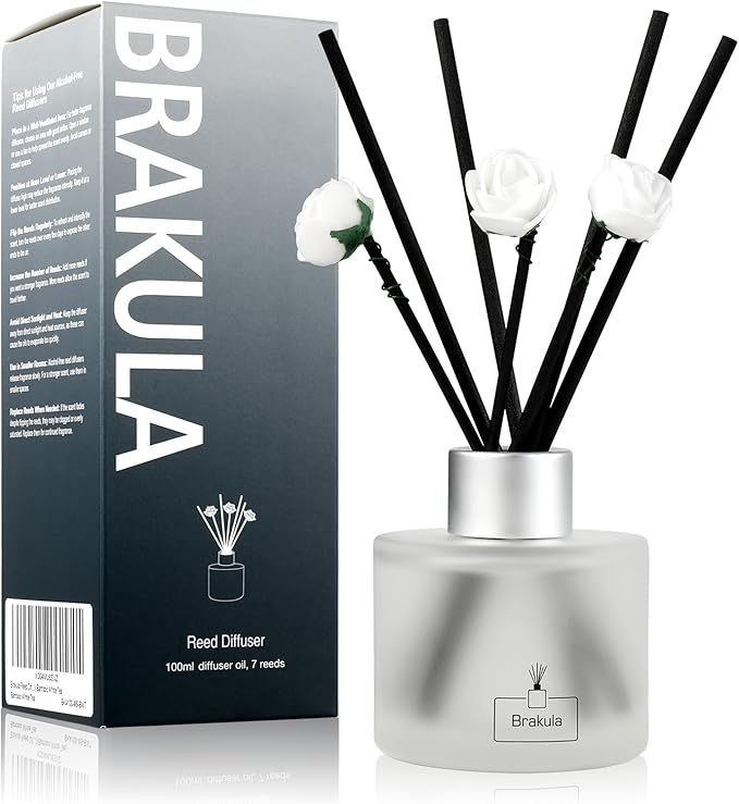 Brakula Reed Diffuser Set, Forest Waterfall Scented， Reed diffusers for Home， Home Fragrance Diffuser with 7 Reed Sticks for Room/Bathroom Decor 3.38 fl oz (Forest Waterfall)