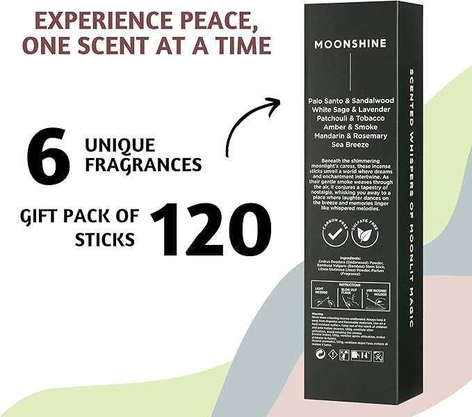 Folkulture Incense Sticks | Set of 6 (120 Insence Sticks) - Non Toxic Palo Santo & Sandalwood, Lavender, Patchouli, Rosemary Insence-Stick | 45 Min Burn Time | Inscents-Sticks for Women
