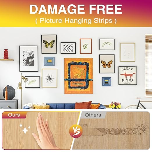 Picture Hanging Strips Heavy Duty XL 18 Pairs/36Strips, Damage Free Hanging Picture Hangers, Removable Adhesive Hook and Loop Wall Strips, Frame Stickers No Nails for Home Decor Wall Posters
