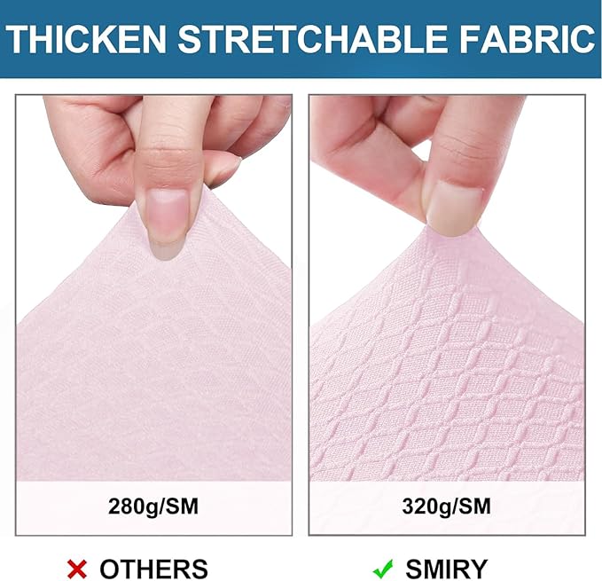 Smiry Waterproof Seat Covers for Dining Room Chairs Set of 8, Stretch Jacquard Removable Washable Chair Seat Slipcovers Protector, No Rear Covers, Pink