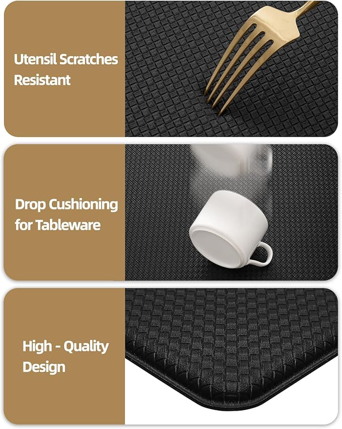 Color&Geometry Anti Fatigue Cushion Kitchen Mat for Floor -24"x94",Wide,Easy Clean, Water & Oil Proof, Anti Slip, Foam Rubber Runner Rug for Front Sink Comfort Standing,Black