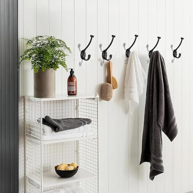 khtumeware The 3 Pack Heavy-Duty zinc Alloy Matte Black Coat Hook is Suitable for bathrooms, Behind Doors, bedrooms, corridors, and is a Towel Robe Hooks for Both Household and Commercial use
