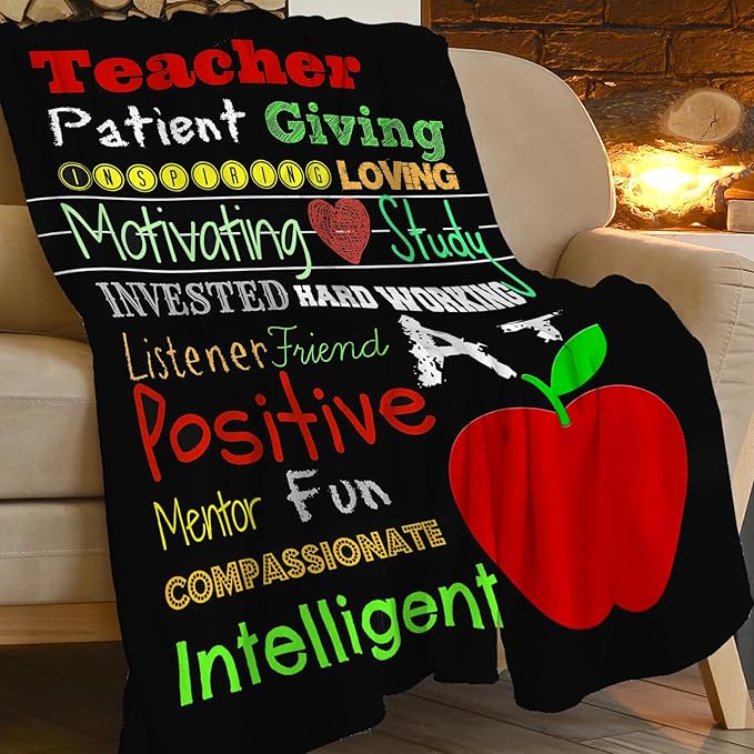 Teacher Blanket Best Teacher Decor Throw Blanket Super Soft Flannel Lightweight Fluffy Plush Cozy Fuzzy Fleece Appreciation Gifts Blanket for Woman Adults Man for Bedding Sofa 40"X50"