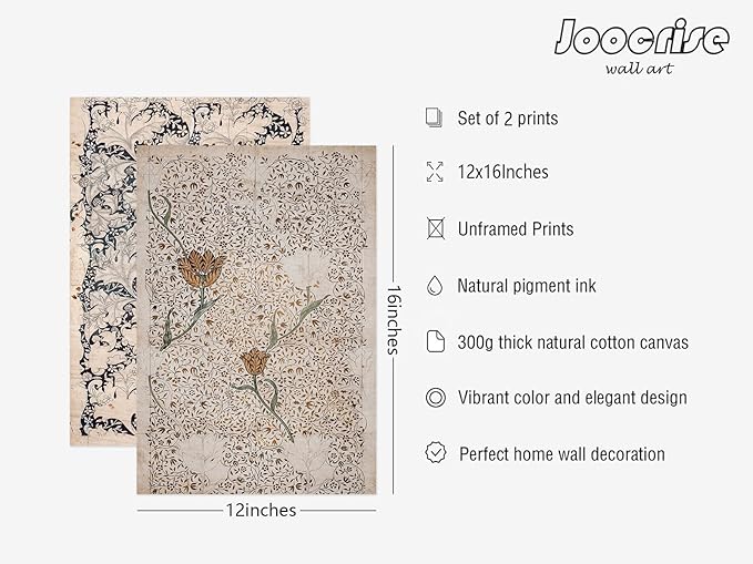Vintage Botanical Wall Art Prints Set of 2 Antique Sketch Wall Art Decor Neutral Flower Canvas Wall Art Floral Pictures Farmhouse Painting Vintage Floral Artwork for Room Bedroom 12x16 Inch Unframed