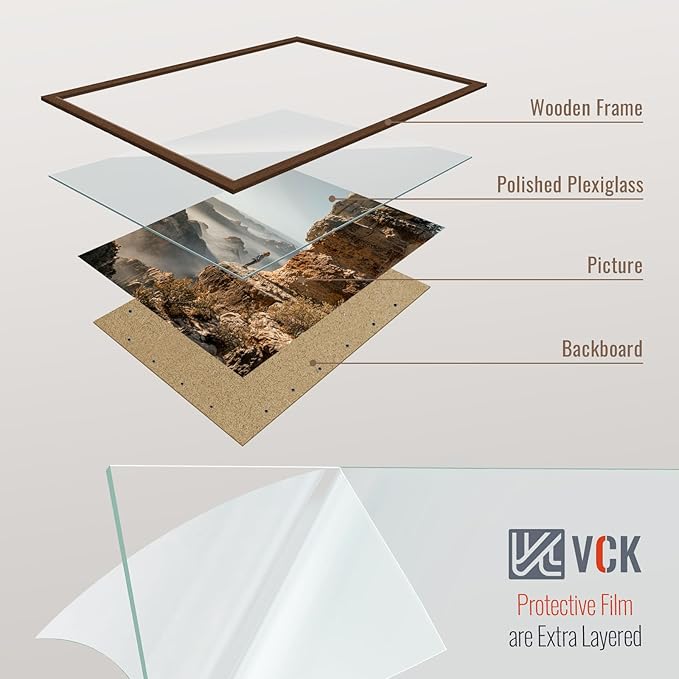 VCK 20x30 Poster Frame Set of 4 - Brown, Gallery-Quality Wood Picture Frames, 1.1-Inch Wide Border, Polished Plexiglass, Vertical or Horizontal Wall Display for Photo/Art/Prints, Brown