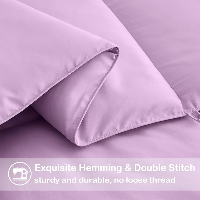 EASELAND Oversized Queen Down Alternative Comforter - Quilted Duvet Insert for All Seasons, Soft Lightweight with Corner Tabs, Summer Winter Warm Bedding, Lavender 98×98 Inches