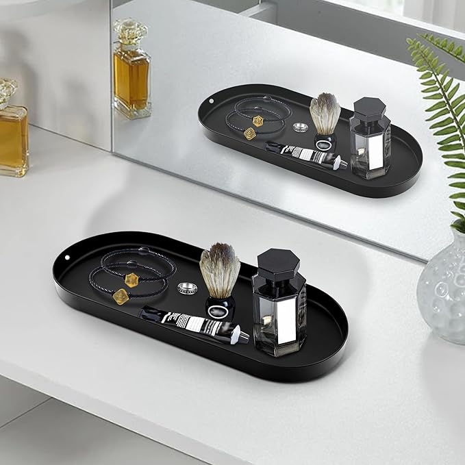 Toilet Tank Tray Bathroom Tray for Counter Top Organizer Black Metal Toilet Paper Basket Storage Toiletries Organizer for Bathroom, Living Room and Kitchen