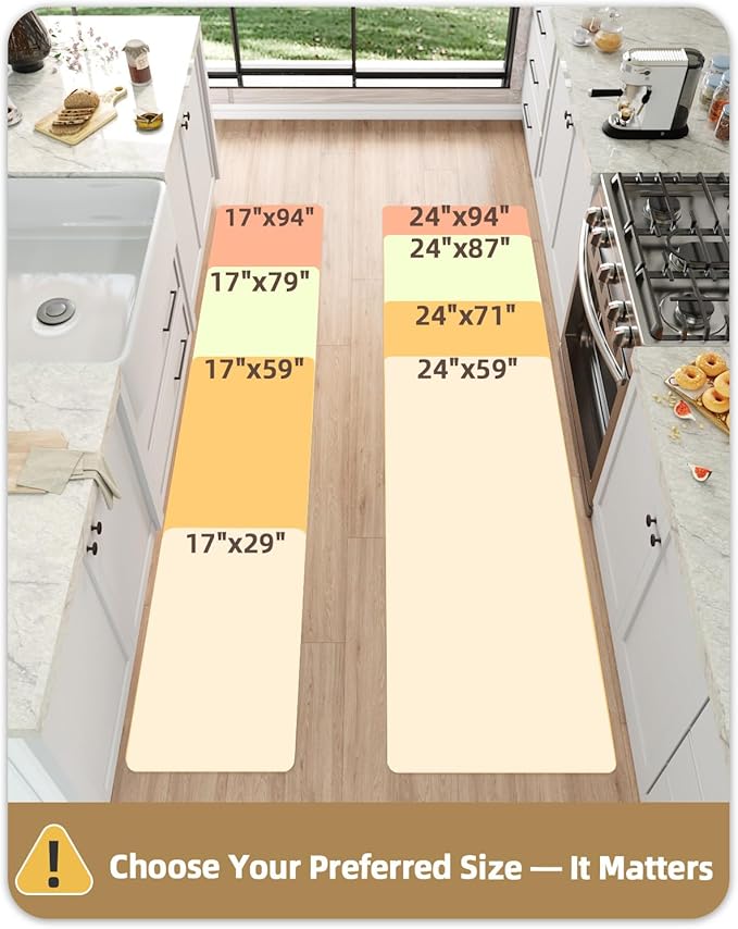 Color&Geometry Anti Fatigue Cushion Kitchen Mat for Floor -17"x59",Easy Clean, Water & Oil Proof, Anti Slip, Foam Rubber Runner Rug for Front Sink Comfort Standing,Black