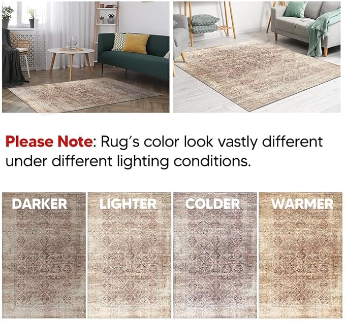 Keen Home Design 2x7 Rug - Machine Washable Runner Rug with Non-Slip Backing, Ideal for Hallway, Entryway, Kitchen, Laundry Room - Vintage, Easy Clean, Durable, Low Pile - (2'6" x 7')