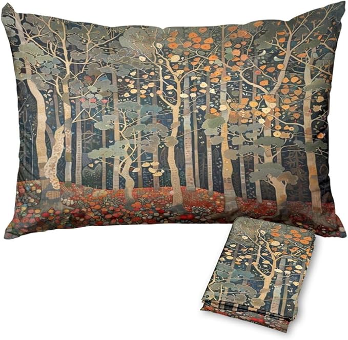 William Morris Pillowcases Set of 2 Rustic Forest Bed Pillow Protectors with Zipper Standard Size Woodland Tree Throw Pillow Covers for Couch Vintage Art Nouveau Bedding Decorative 30"X20"