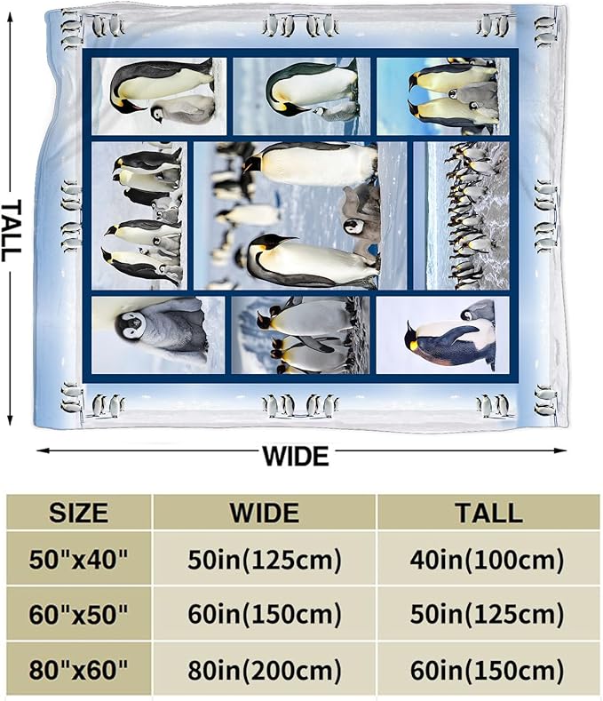 Penguin Blanket Penguins Animal Throw Blankets Plush Cozy Flannel Fleece Ultra Soft Fuzzy Party Blanket Gifts for Girls Women Men Boys Kids Bed 60"X50"