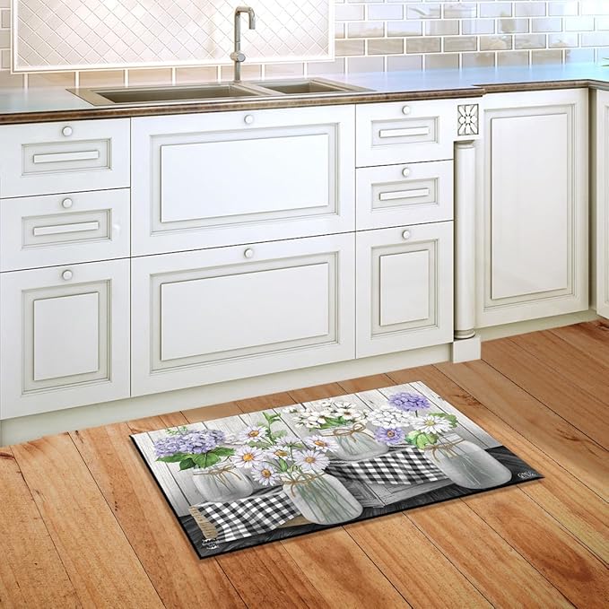 Briarwood Lane Doormat 30x18 Indoor Outdoor Checkered Mason Jars Spring for Spring Doormat
