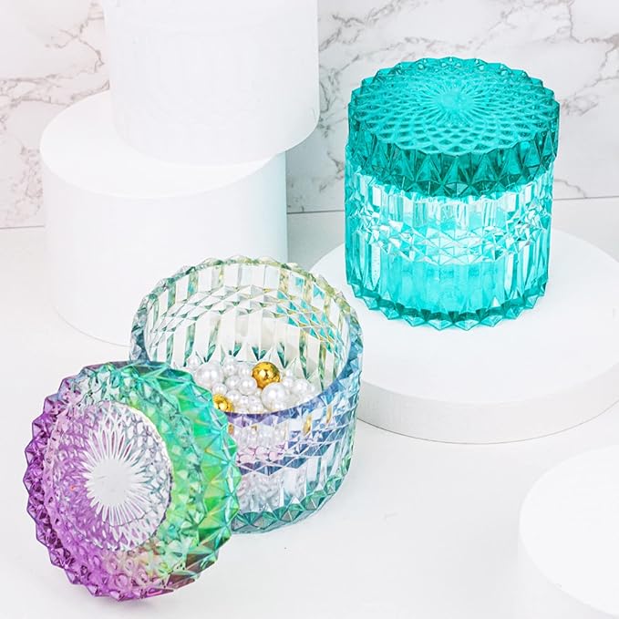 Concrete Flower Pot Silicone Mold with Lid Mold Retro Ripple Silicone Succulent Planter Mold Candle Pen Holder Cement Clay Mold Epoxy Resin Jewelry Storage Box Mould