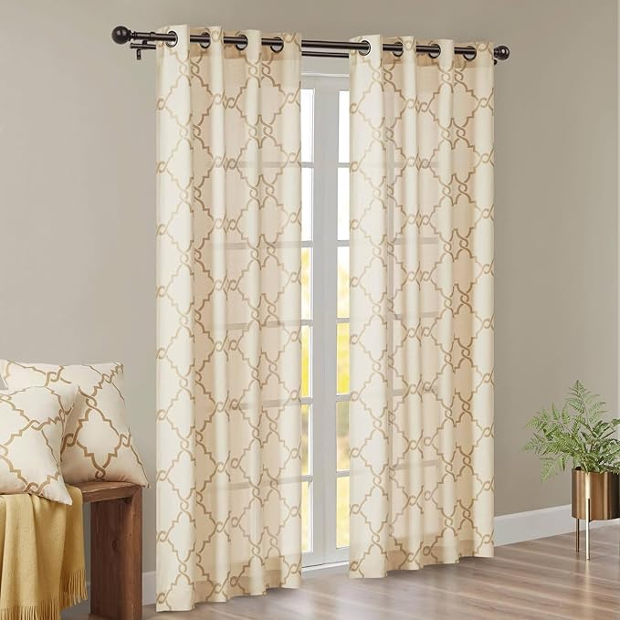 KAMANINA Bronze Extra Long Curtain Rods for Windows 120 to 170 Inches, 1 Inch Double Decorative Curtain Rod 140 to 195 Inches (11.6-16.3 Feet), drapery Rods with Round Finials