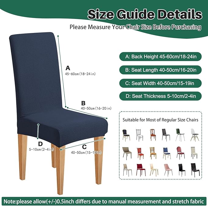 Dioxide Stretch Chair Covers for Dining Chairs, Washable Dining Chair Covers Set of 4, Soft Kitchen Chairs Seat Covers, Jacquard Parson Chair Slipcover Protectors for Home Hotel Restaurant Banquet