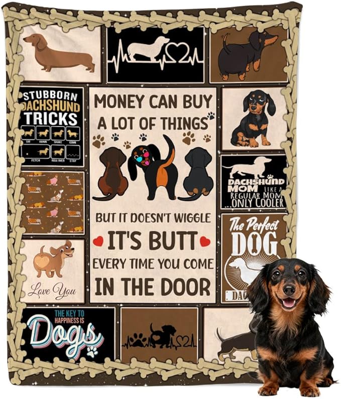 Dachshund Flannel Fleece Blanket Throw Couch Microfiber Soft Cozy Lightweight Luxury Bed Blanket 120"x90"for Family