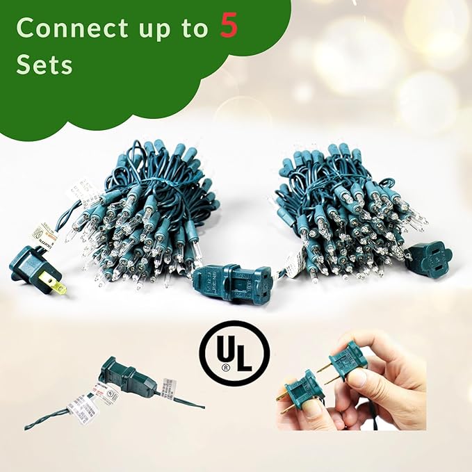 Clear Christmas Lights - 300 Count (3X100) Mini Incandescent Warm White String Lights 79.5ft UL Connectable for Indoor and Outdoor Use for Xmas Trees Festival and Fall Decor