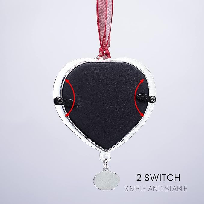 Christmas Tree Ornament Picture Frame Metal Hanging Pendant Holiday 2.5" Photo Frame Charm Decorative of Pets, Baby First Christmas, Family (Love Red)