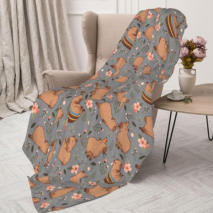 Capybaras Blanket Throw Blanket for Bed Soft Cozy Fluffy Couch Blankets Fleece Blanket Throw Gifts for Women Men Girls Boys 60"x50"