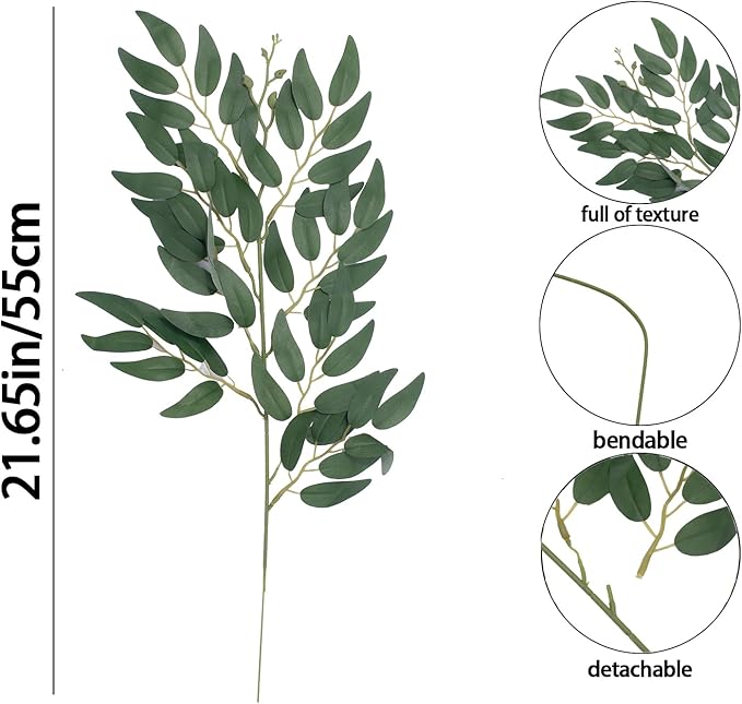 24Pcs Artificial Italian Ruscus Greenery Stems,Silk Greenery Plants Spray Faux Green Leaf Garland Branches Hanging Green Spray Decoration for DIY Wedding Arch, Bouquet,Home Decor