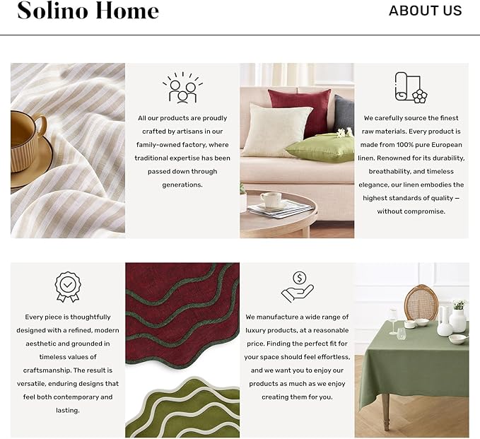 Solino Home Linen Table Runner 48 Inches - 100% Pure Linen Light Natural Table Runner 14 x 48 Inch Ideal for Dresser and Coffee Tables - Spring, Easter - Athena
