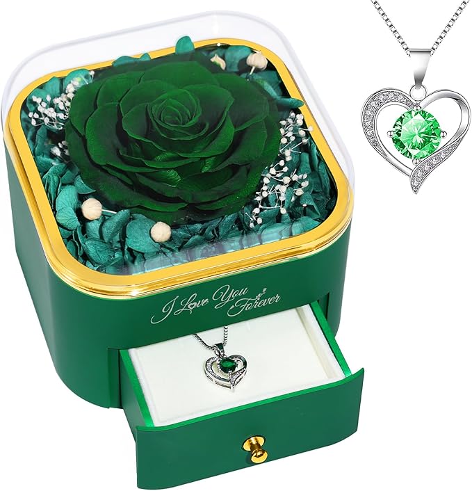 Beferr Birthday Gifts for Women Preserved Real Rose with Necklace Eternal Roses Forever Flowers for Delivery Prime Christmas Day Gifts for Mom Grandma Wife Sister Her from Daughter