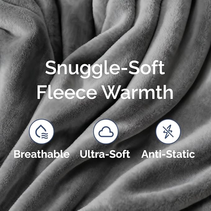 Ultra Soft Fleece Blanket Queen Size - Flannel Fleece Luxury Queen Blanket - Lightweight for Couch Bed Chair - Thick, Warm and Breathable - All Season Cozy Anti-Static Microplush Bedding, Dark Grey