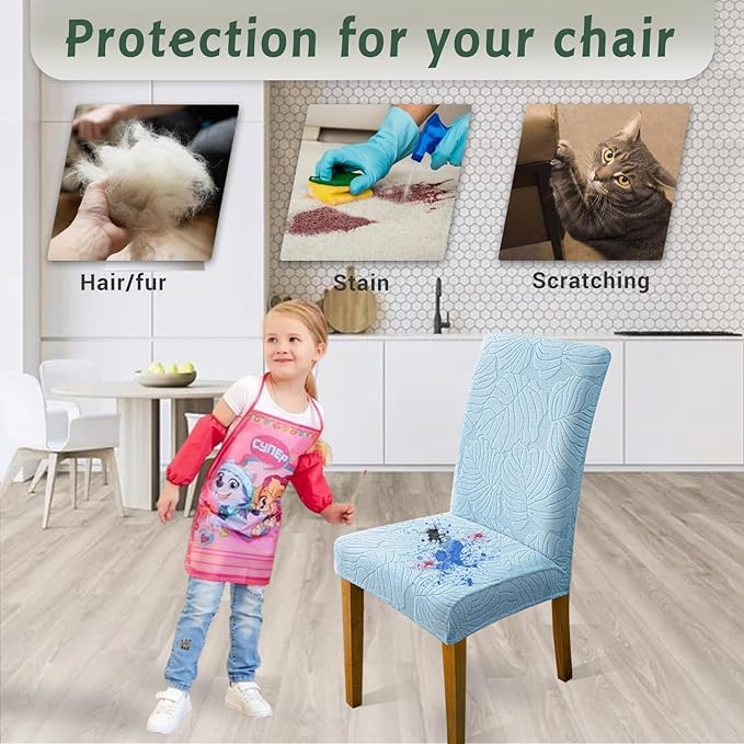 Chair Covers for Dining Room Chair Covers Set of 4 Stretch Spandex Kitchen Chair Protector Slipcover Removable Washable Dining Chair Covers for Home, Party, Ceremony, Banquet (Blue)