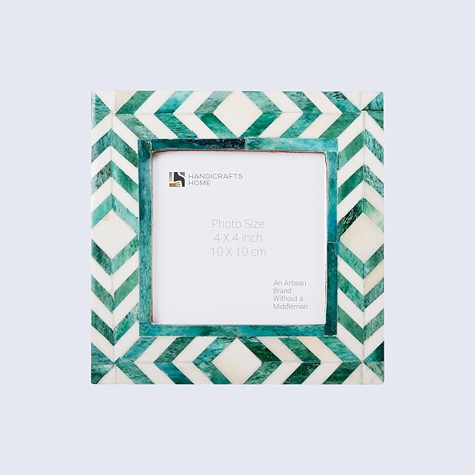 Handicrafts Home 4x4 Photo Picture Frames, Art Wall Hanging Décor - Taj-Green