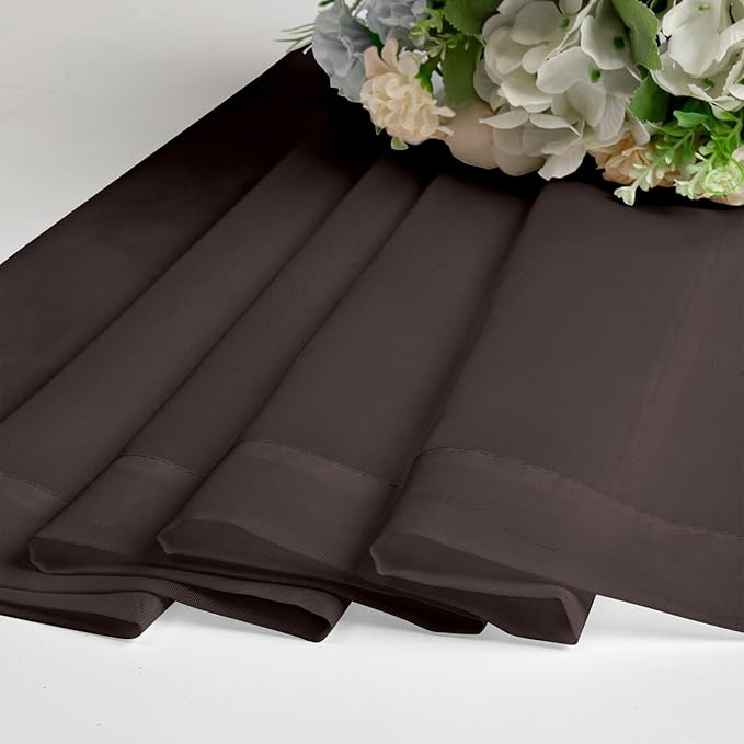 Lecloud Sheer Curtains 45 Inch Length 2 Panels Set, Chocolate Solid Voile Rod Pocket Curtain Drapes for Small Windows, Modern Tulle Curtains for Bedroom Bathroom Basement, Each Panel 42 X 45 Inch