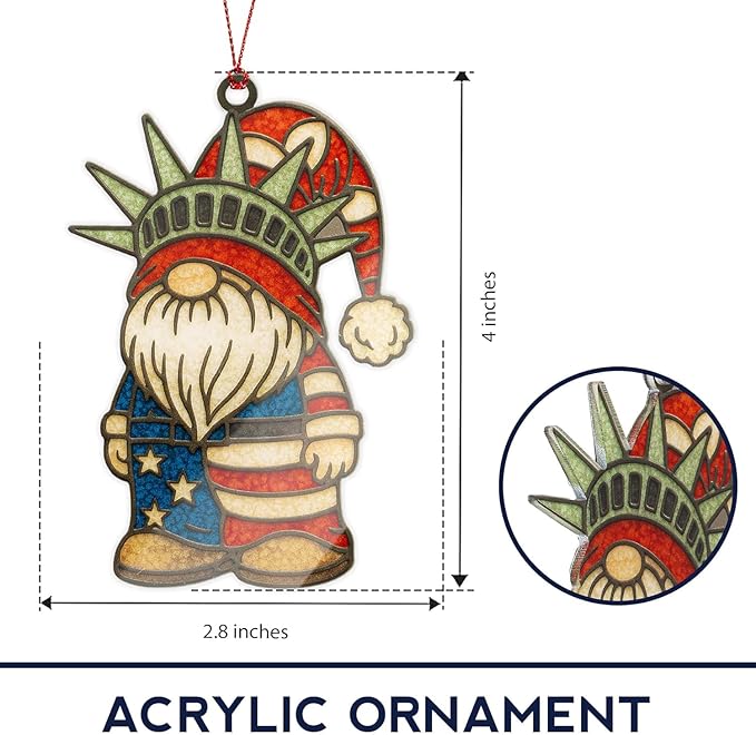 Gnome Christmas Tree Ornaments, Patriotic Christmas Ornaments, Patriotic Gnome Ornament in American Flag Colors, Gnome Gifts for Holiday Presents, Gift Exchange Ideas, Gnome Ornament Decorating Fun