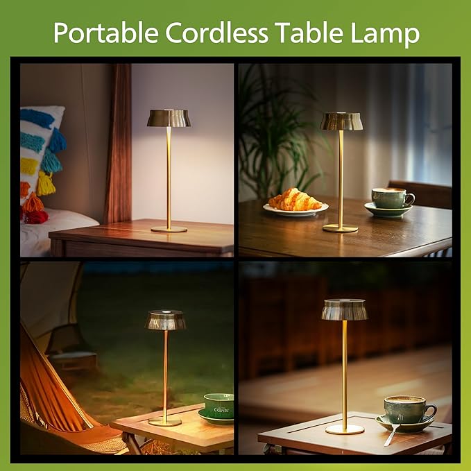 Philips Cordless Table Lamp, Portable Outdoor LED Desk Light,Rechargeable Battery Operated, 2 Adjustable Height, Touch Control & 3 Color Stepless Dimming, Waterproof Lamps for Restaurant/Bedroom
