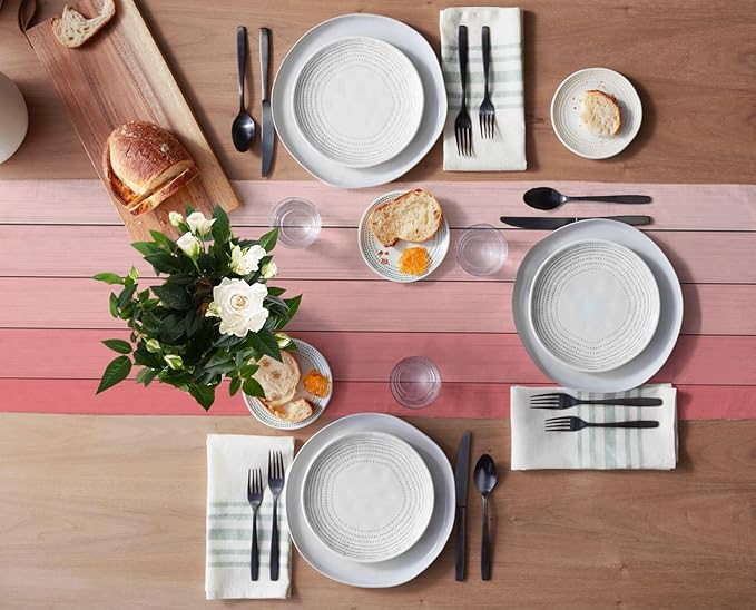 Vandarllin Table Runners 14X48 Inches Long, Light Pink,Cotton Linen Farmhouse Retro Rustic Barn Wood Texture Tablecloths Non-Slip Party Table Decorations for Kitchen,Home,Dining,Outdoor,