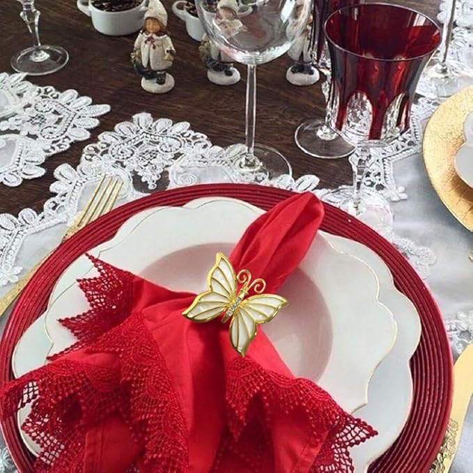 Butterfly Napkin Ring Set of 6, Metal Napkin Rings Dinner Napkin Holder for Wedding Birthday Valentine's Day Christmas Party Dinner Table Decor (6 Pcs Butterfly)