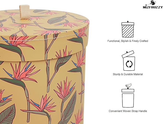 3-Piece Decorative Storage Boxes with Lids, Blue Magnolia, Beige Lavender, Yellow Paradise, Cardboard Keepsake Box Set, Wool Storage, Home Decor, Modern Decoration Organizer, Toy Bin