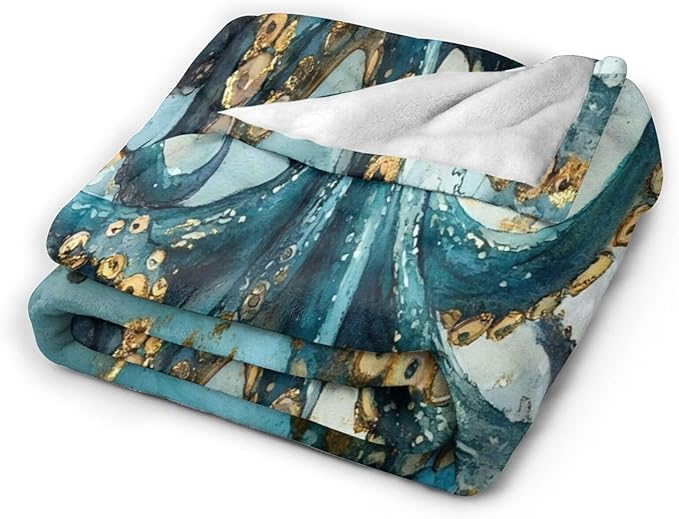 Tijuboni Octopus Throw Blanket Ocean Gifts for Girls Boys Women Men Kids Adults Soft Flannel Fleece Blanket for Couch Sofa Bed Home Decor 60"x80"
